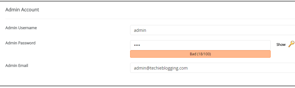 Admin Setting Setup To Install WordPress