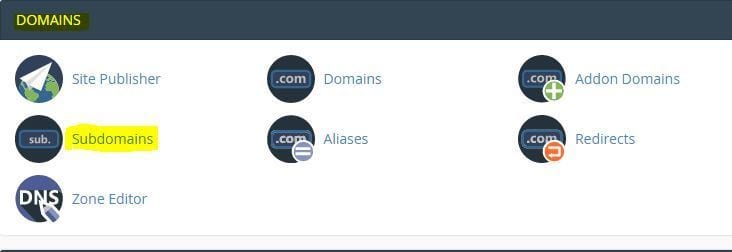 Click On Domain To Create a Subdomain