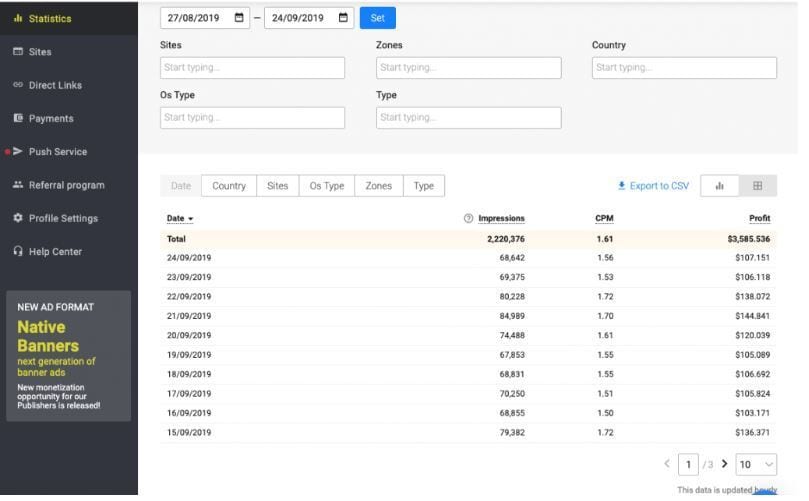 PropellerAds Earning Proof As Publisher