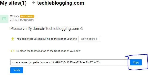 How To Verify WordPress Website In Propeller Ads