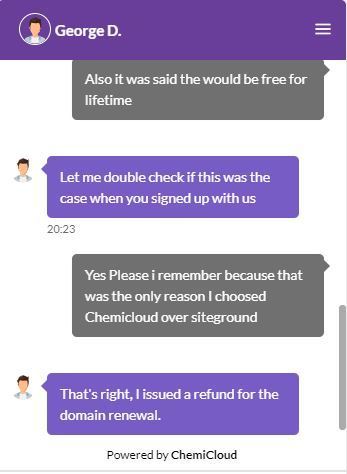 Wrongly Charged For Domain Renewal ChemiCloud.